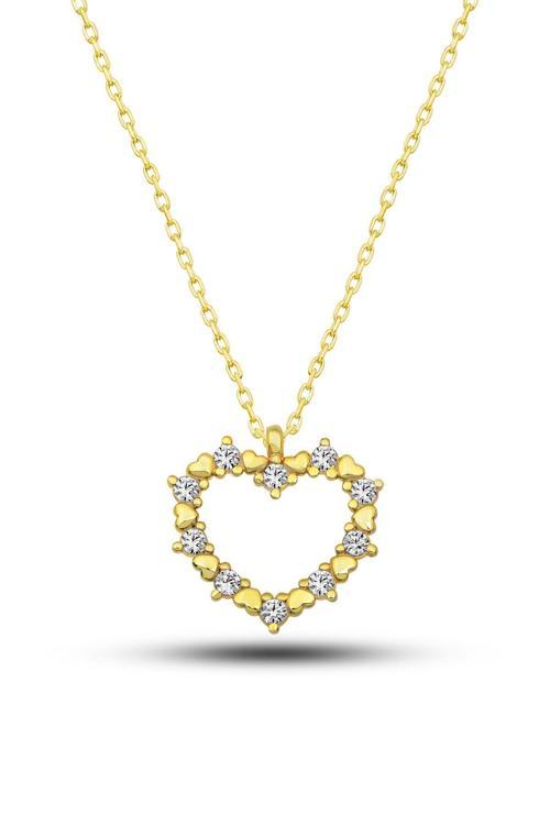 Azuris Silver 925K Gümüş Taşlı Kalp Kolye