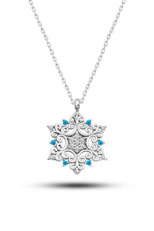 Azuris Silver 925K Gümüş Taşlı Kar Tanesi Kolye