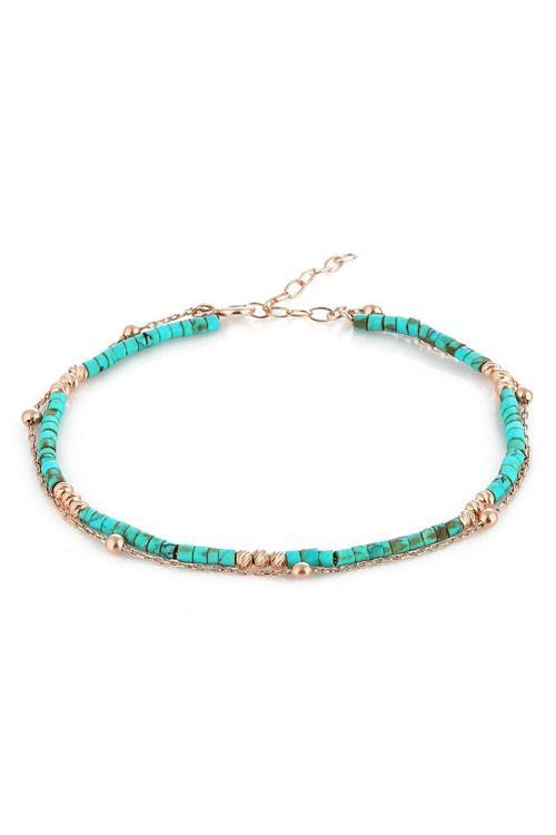 Azuris 925K Gümüş Mini Firuze Taşlı Toplu Zincir Bileklik