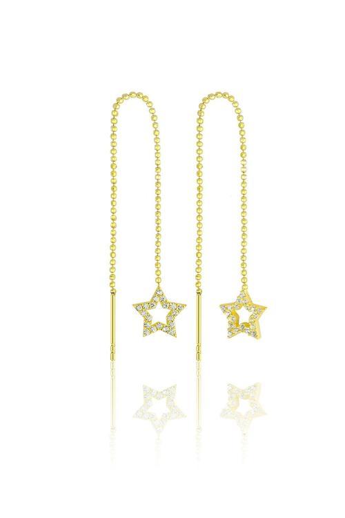 Azuris 925K Gümüş Sıralı Top Zincir Yıldız Taşlı Küpe