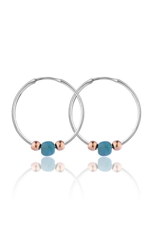 Azuris 925 Ayar Gümüş Turkuaz Taşlı 1,8 Mm Halka Küpe