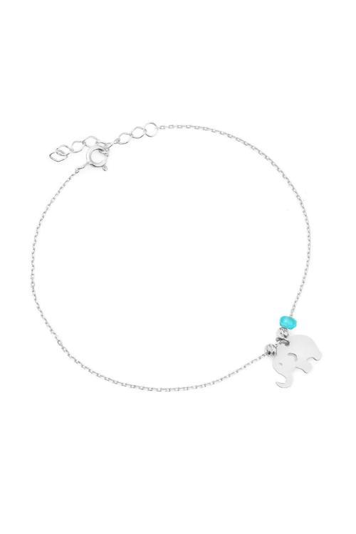 Azuris 925 Ayar Gümüş Aqua Taşlı Fil Hal Hal