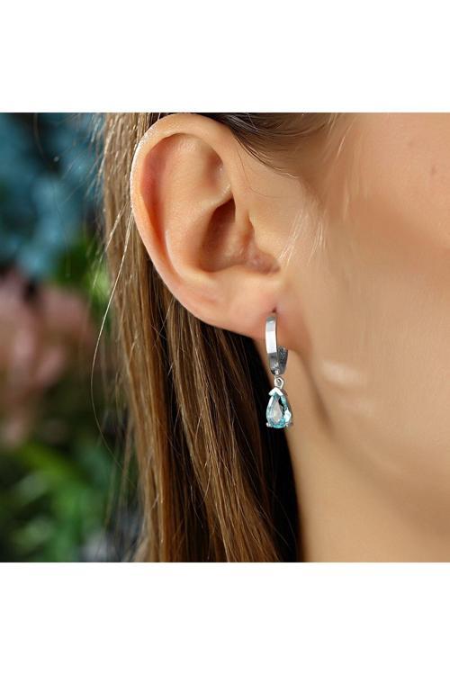 Azuris 925 Ayar Gümüş Damla Taş Küpe