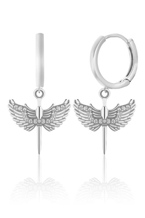 Azuris 925 Ayar Gümüş Mikail Meleği Küpe