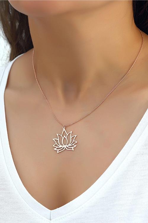 Azuris 925 Ayar Gümüş Lotus Kolye