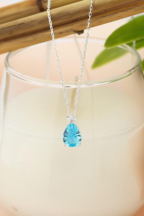 Azuris 925K Gümüş Aquamarine Gece Yıldızı Kolye