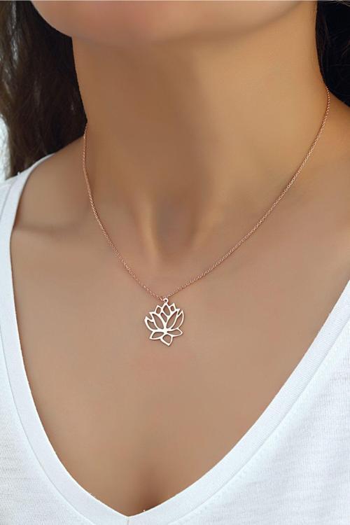 Azuris 925 Ayar Gümüş Lotus Kolye