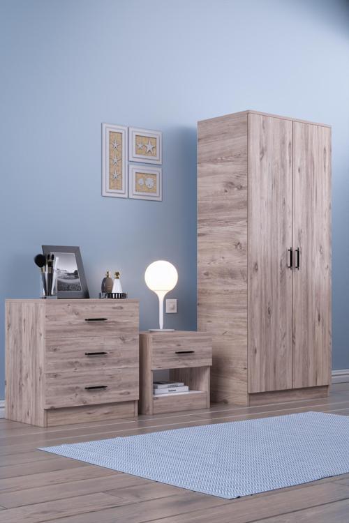 Abete 2 Kapili Gardirop +1 Çekmeceli̇ Komodi̇n +3 Çekmeçeli̇ Şi̇foni̇yer/Atlantik Çam