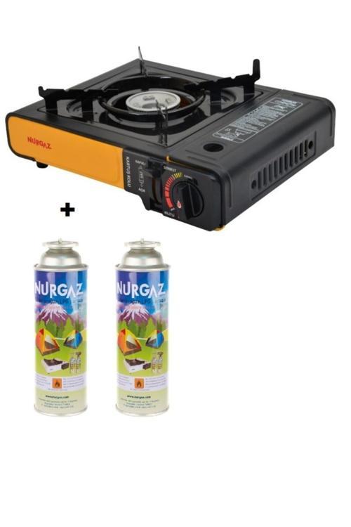 Tekli Portatif Ocak Tüp Siyah+2 Adet 220 Gr Kartuş Set