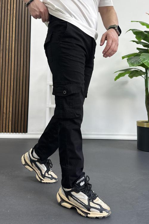 Erkek Regular Kargo Cepli Pantolon Siyah Edw232