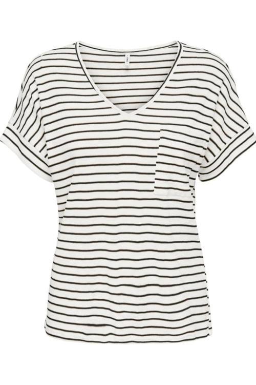 ONLIBEN S/S MOSTER V-NECK GLITTER TOPJRS BEYAZ-SİYAH