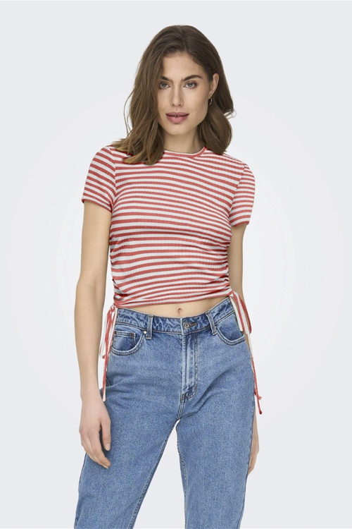 ONLWENDY S/S RUCHING TOP JRS 15284982 GÜL RENGİ