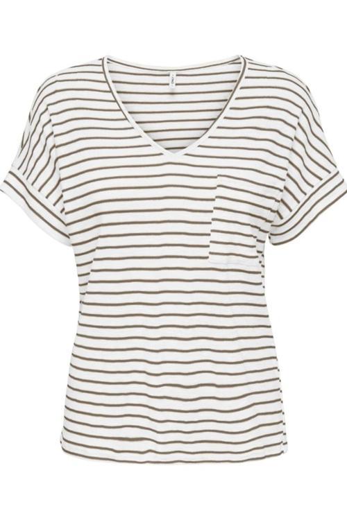 ONLIBEN S/S MOSTER V-NECK GLITTER TOPJRS BEYAZ-1