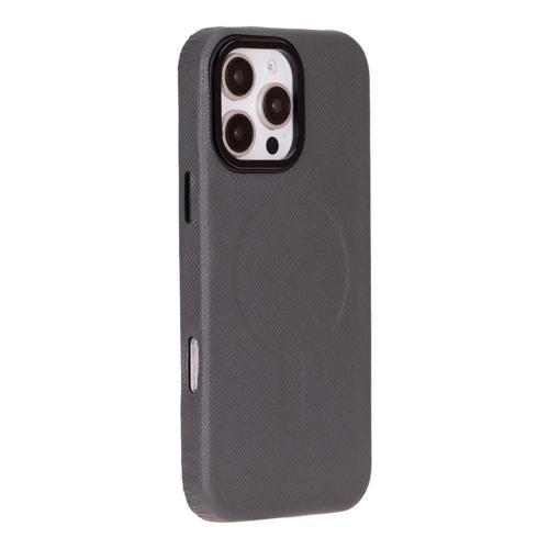 Apple iPhone 16 Pro Max uyumlu, Hakiki Deri, El Yapımı Kılıf, Gri