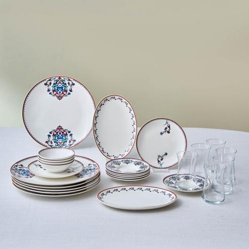 Forever Bone Nakkaş 26 Parça 6 Kişilik Kahvaltı Takımı