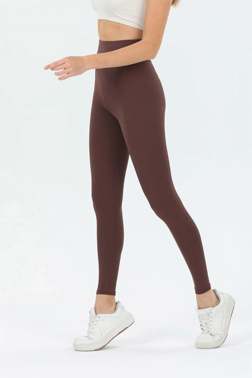 Kadın Kahverengi Fitilli Yüksek Bel Toparlayıcı Tayt