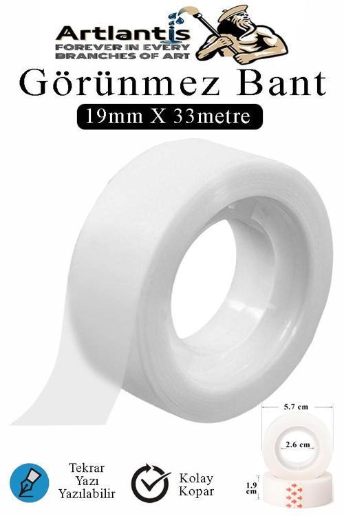 Görünmez Bant 19x33 Metre 1 Adet Şeffaf Görünmez Bant Aydınger Yazılabilir Mat Bant Büro Bandı Selefon Bant