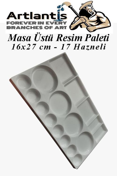 Masa Üstü Resim Paleti 1 Adet 17 Hazneli Boya Paleti 16X27 cm Sanatsal Boyalar İçin Palet Akrilik Boya Yağlı Boya Guaj B