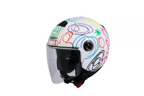 Sw715 Yarım Yazlık Kask Whıte Flower Beyaz