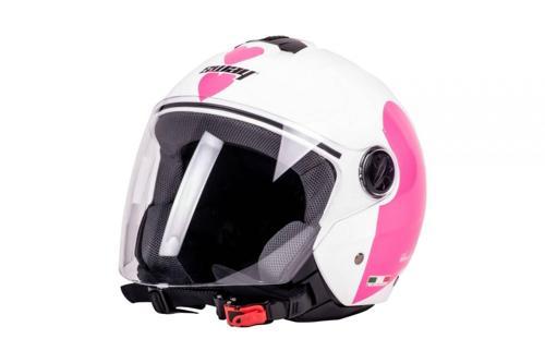 Sw715 Yarım Yazlık Kask Heart Beyaz Pembe