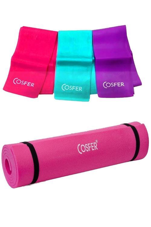 Cosfer 100 MM Yoga Pilates Mat Ve 120X7.5 Cm Pilates Bant Seti