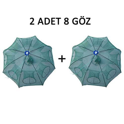  Şemsiye Balık Tuzağı 2 Adet 8 Göz Yengeç Kuş Balık Yakalama Tuzağı