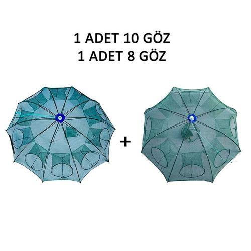Şemsiye Balık Tuzağı 2 Lİ Set 1 Adet 10 Göz + 1 Adet 8 Göz