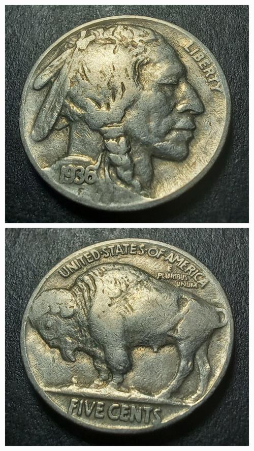 Escoines Koleksiyon 3996367e359a992cb7 1936 Amerika 5Cent Kızılderili-Bufalo ÇÇT+ Eski Madeni Para