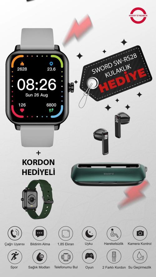Career Akıllı Saat Kulaklık Hediye! iOS&Android Uyumlu Bildirim,Uyku Takibi,Spor,Sağlık IP67 S