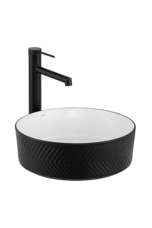 Tezgahüstü Lavabo (Mat Siyah-Beyaz) E-W5002Sb