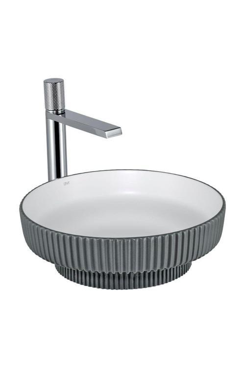 Tezgahüstü Lavabo (Mat Gri-Beyaz) E-W1501Mgb