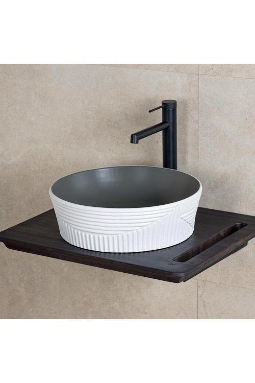 Tezgahüstü Lavabo (Mat Gri-Beyaz) E-W1502Mkg