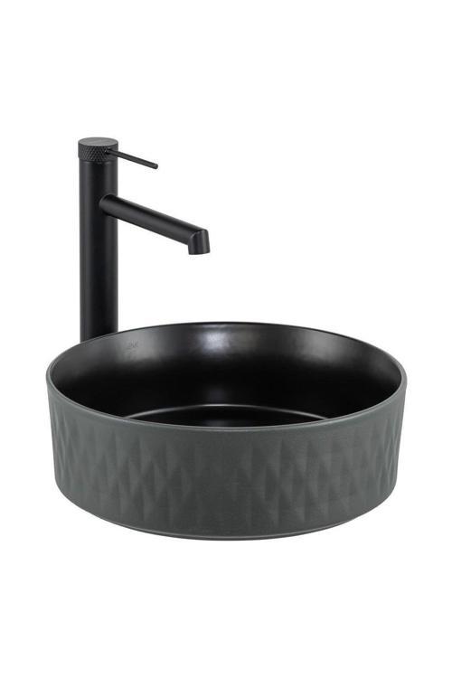 Tezgahüstü Lavabo (Mat Gri-Siyah)