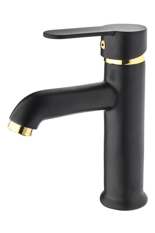 Zirve Siyah Altın Lavabo Musluk Bataryası Zrv200 Çift Giriş