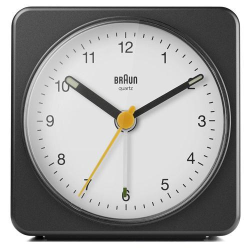 BC03BW Siyah-Beyaz Klasik Seyahat Analog Alarmlı Masa Saati