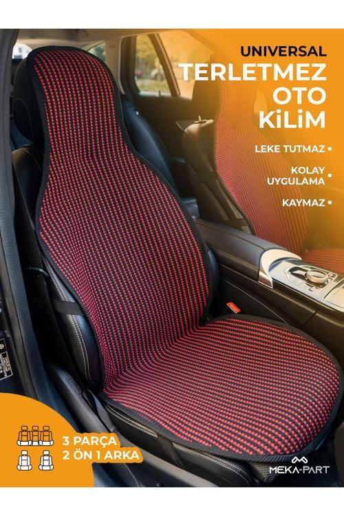 Oto Koltuk Kilimi Tekli Oto Kilim Kırmızı Universal Kılıf 1 Parça Ön Koltuk İçin