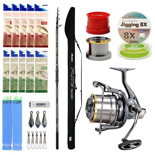 YekOutdoor Profesyonel Yemli Olta Seti Okuma Flite Tele Surf 420cm 100-200gr 5 Parça Olta Kamışı&Okuma Flite Surf FLS35-