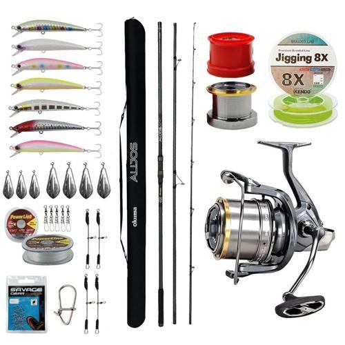 YekOutdoor Yüksek Performans Okuma Olta Seti Okuma Alijos Surf 435 cm 100+250 gr 3 Parça&Okuma Flite Surf FLS35-1500AY G