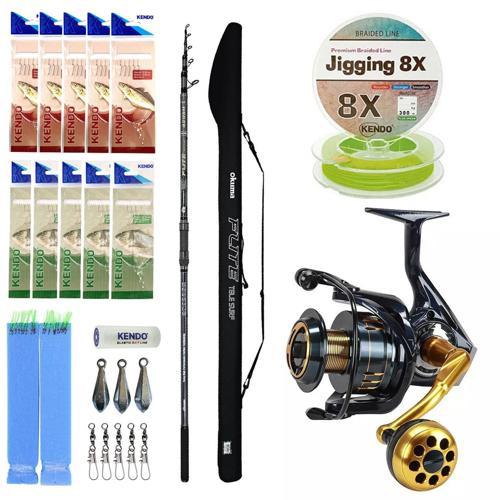 YekOutdoor Profesyonel Yemli Olta Seti Okuma Flite Tele Surf 420cm 100-200gr 5 Parça Olta Kamışı&Okuma Salina SA-6000HA 