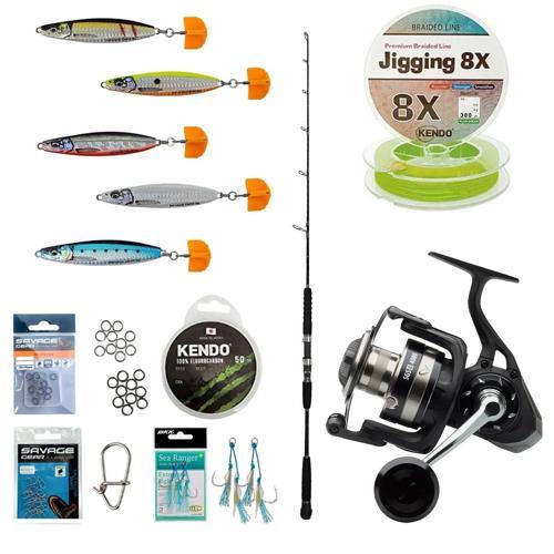 Profesyonel Tekne Oltası Seti Cavalla Speed Jigging Spin 159cm MH 150-250GR 1 Parça Kamış&Savage Gear SGS8 8