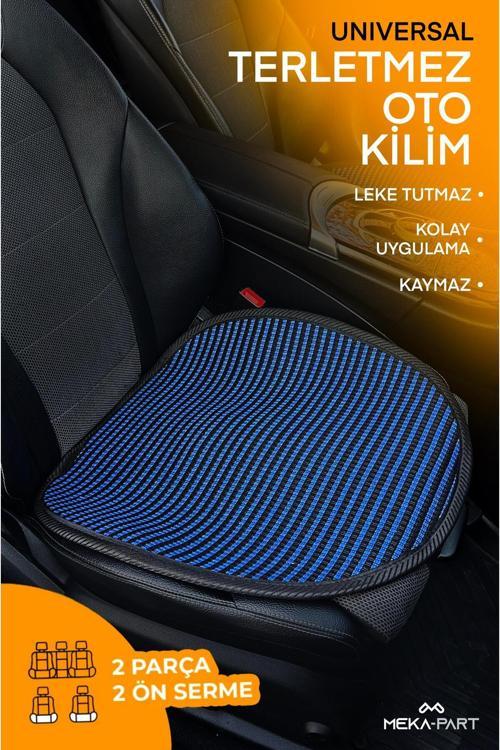 Oto Koltuk Koruyucu Kılıf 2 Parça Serme Sadece Ön Universal Mavi Siyah