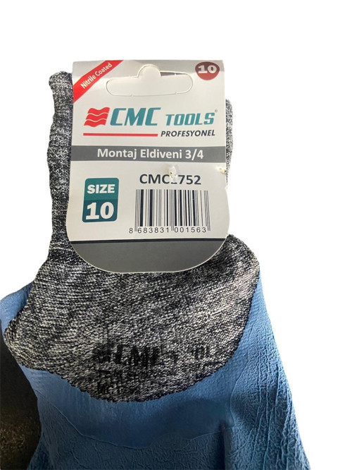 CMC TOOLS 1752 LATEKS İS ELDİVEN SSİZE 10 GRİ MAVİ