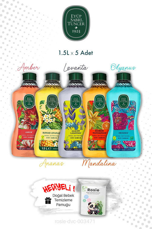 5'li Set 1.5L Sıvı Sabun Kokular Diyarı ve ROSIE
