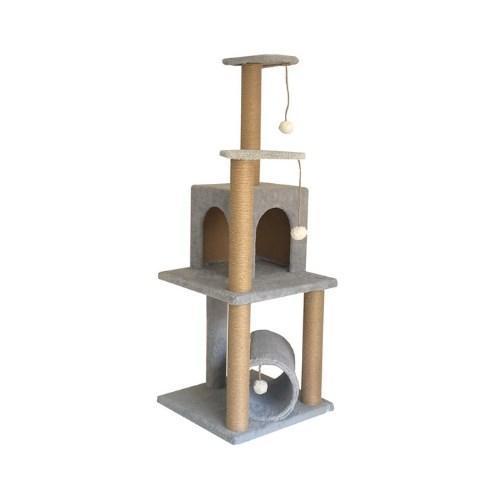Pet T06 Kedi Oyun evi Kedi Tırmalama ve Oyun Evi Gri