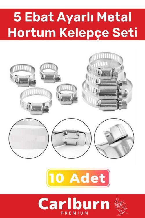 Özel Üretim Hortum Araç Bahçe Paslanmaz Çelik 5 Ebat 10 Adet Ayarlı Metal Kelepçe Seti