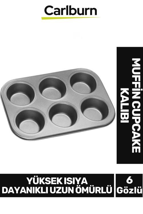 Premium Yüksek Isıya Dayanıklı Uzun Ömürlü Yapışmaz Yıkanabilir 6 Gözlü Muffin Cupcake Kalıbı