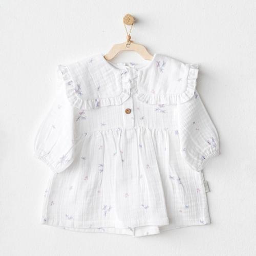 Ac25585 Magical Butterfly Müslin Bebek Elbise White
