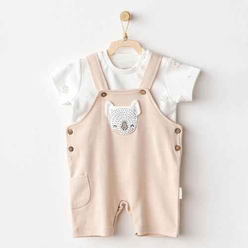 Ac25845 Happy Animals Bebek Salopet Takım Beige