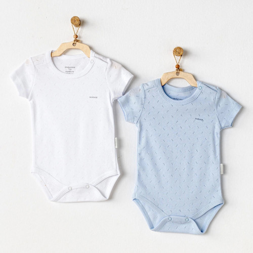 Ac25554 Sleeve Jacquard 2'li Basic Body Blue White