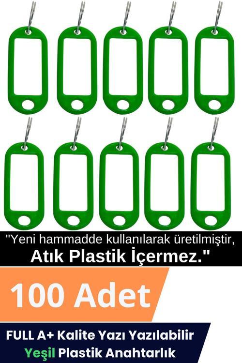 Plastik Anahtarlık Etiket Kimlik Isimlik Yazı Yazmalık Emlakçı Anahtarlığı Yeşil Renkli 100 Adet
